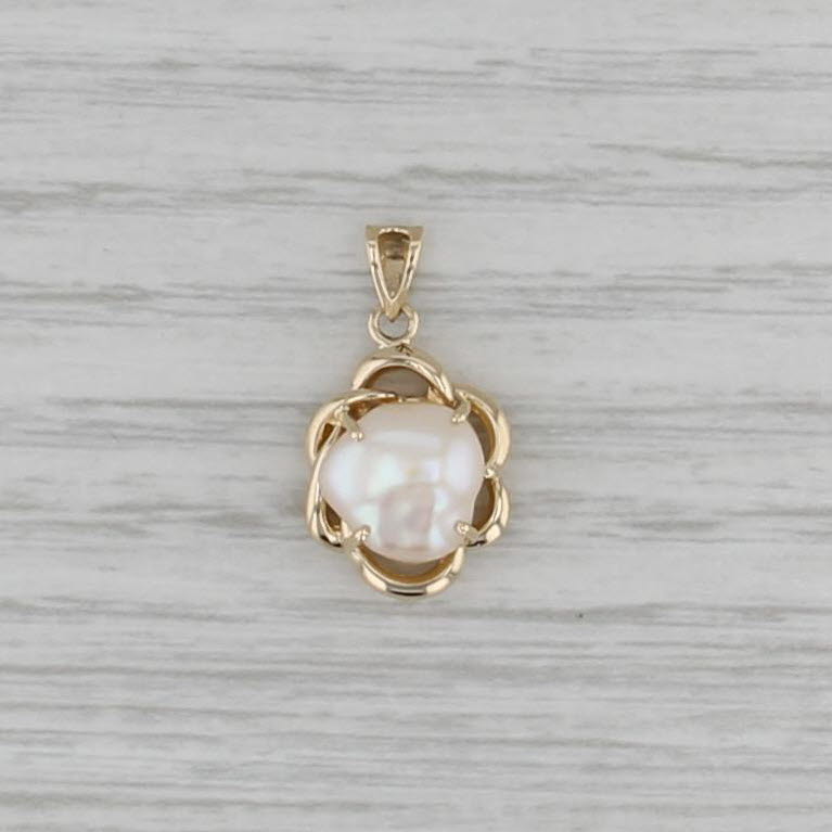 Baroque Cultured Pearl Pendant 14k Yellow Gold Small Drop