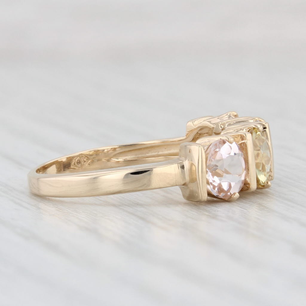 Light Gray 1.80ctw Morganite Aquamarine Heliodore Ring 14k Yellow Gold Size 7