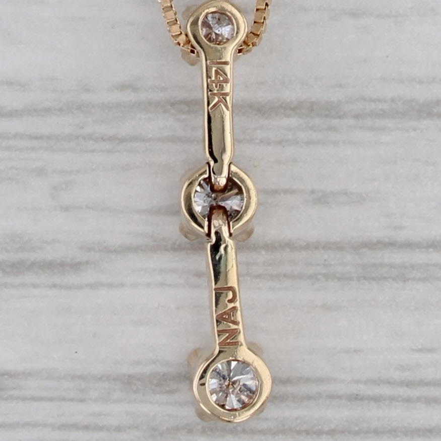 Gray 0.25ctw Diamond 3-Stone Journey Pendant Necklace 14k Yellow Gold 17" Box Chain
