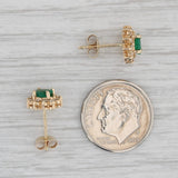 0.95ctw Emerald Diamond Halo Stud Earrings 14k Yellow Gold