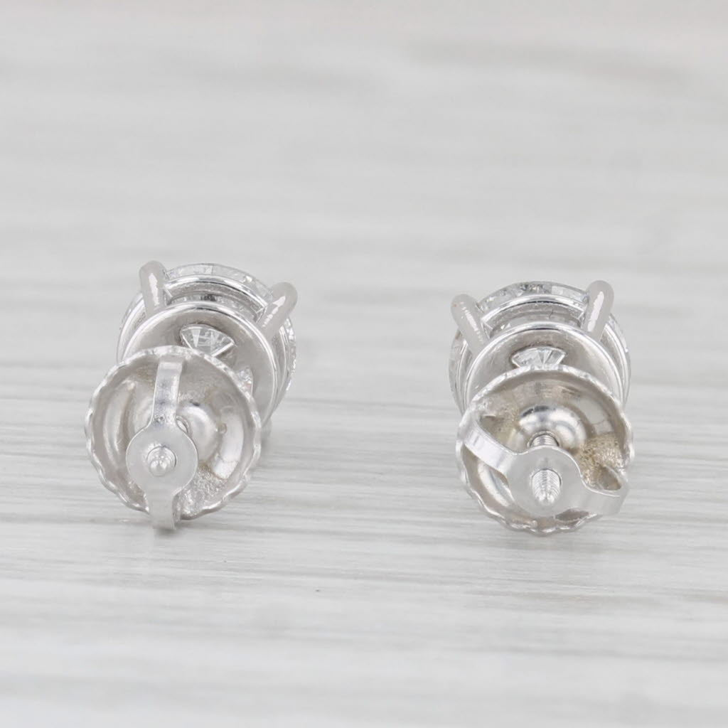 Light Gray 1.27ctw Round Diamond Stud Earrings 14k White Gold Screw Back