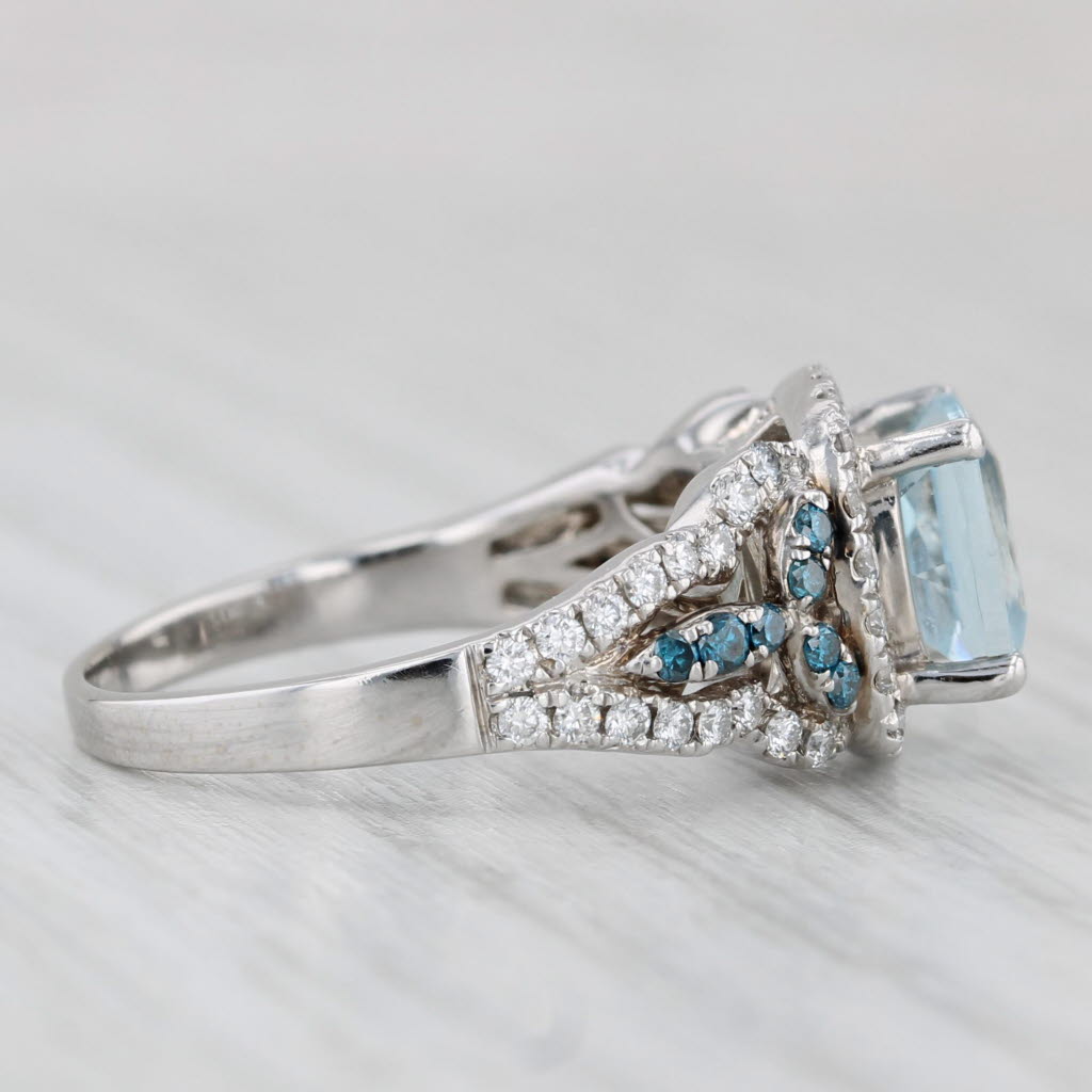 Light Gray Le Vian 1.92ctw Aquamarine Diamond Halo Ring 14k White Gold Size 5.5