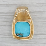 Turquoise Pendant 14k Yellow Gold Cushion Cabochon Solitaire