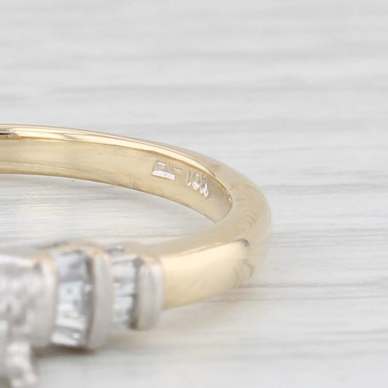 0.18ctw Princess Diamond Engagement Ring 10k White Yellow Gold Size 7.25