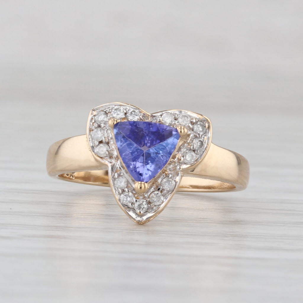0.61ctw Tanzanite Diamond Halo Ring 14k Yellow Gold Size 6