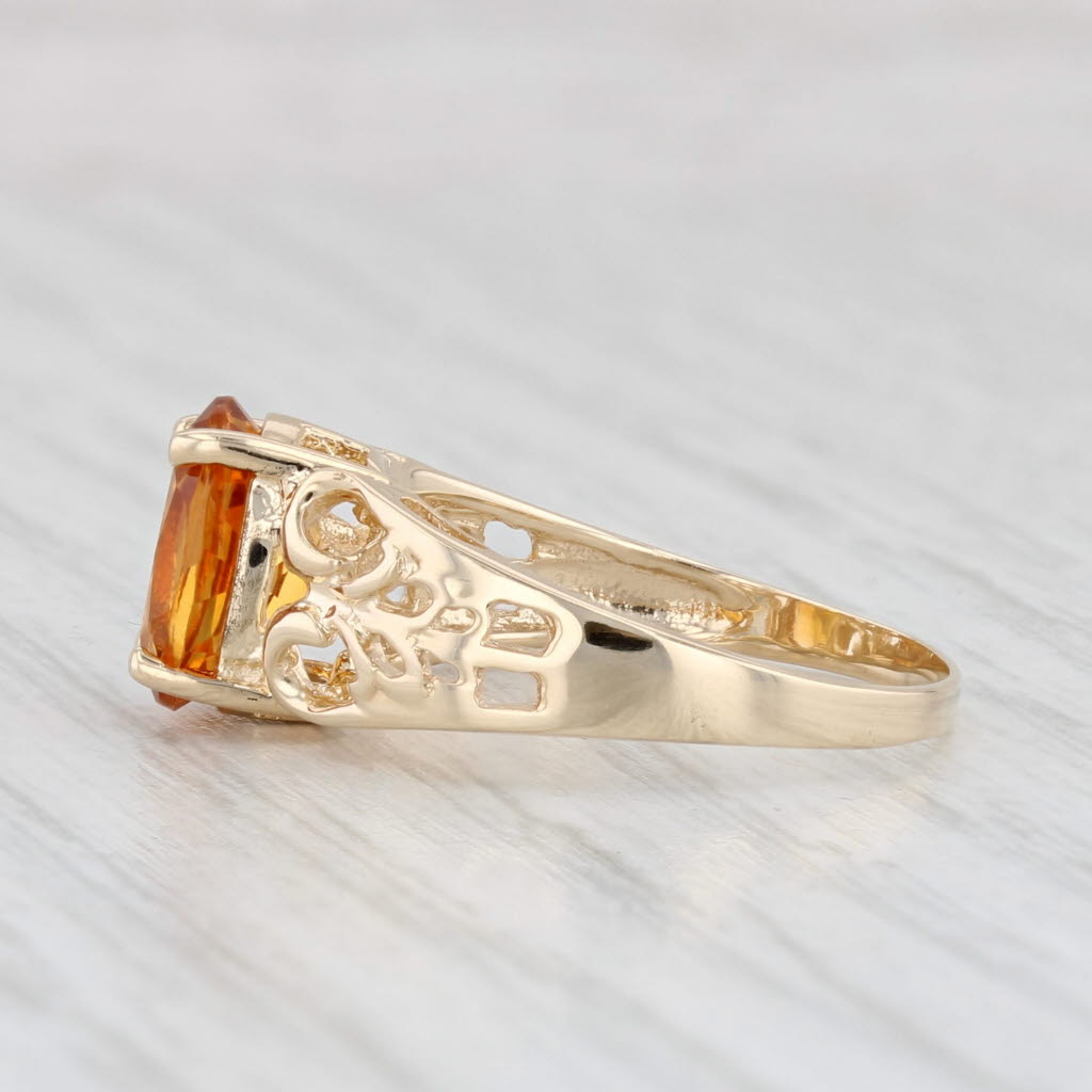 Light Gray 1.66ct Orange Citrine Ring 10k Yellow Gold Size 6 Open Work