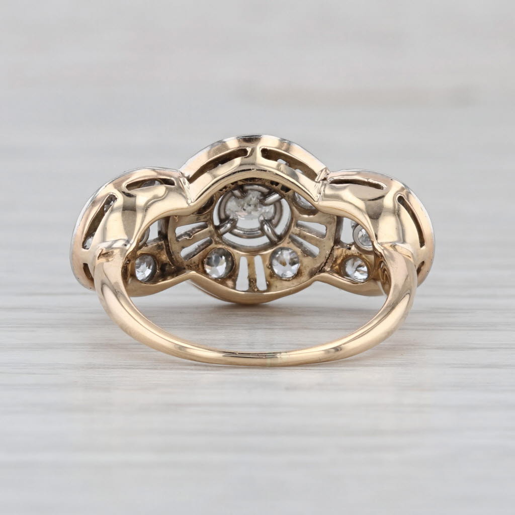 Vintage Art Deco 0.99ctw Old European Diamond Ring 14k Gold Platinum Size 7