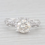 1.50ctw Round Diamond Halo Engagement Ring 14k White Gold Size 5.25 Cathedral
