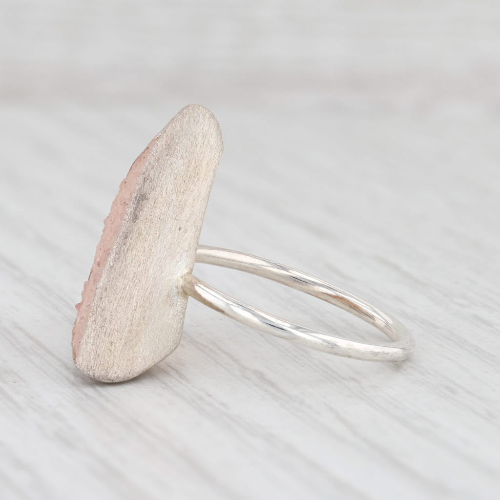 New Nina Wynn Trio Sand Druzy Quartz Ring Sterling Silver Statement Size 7.25