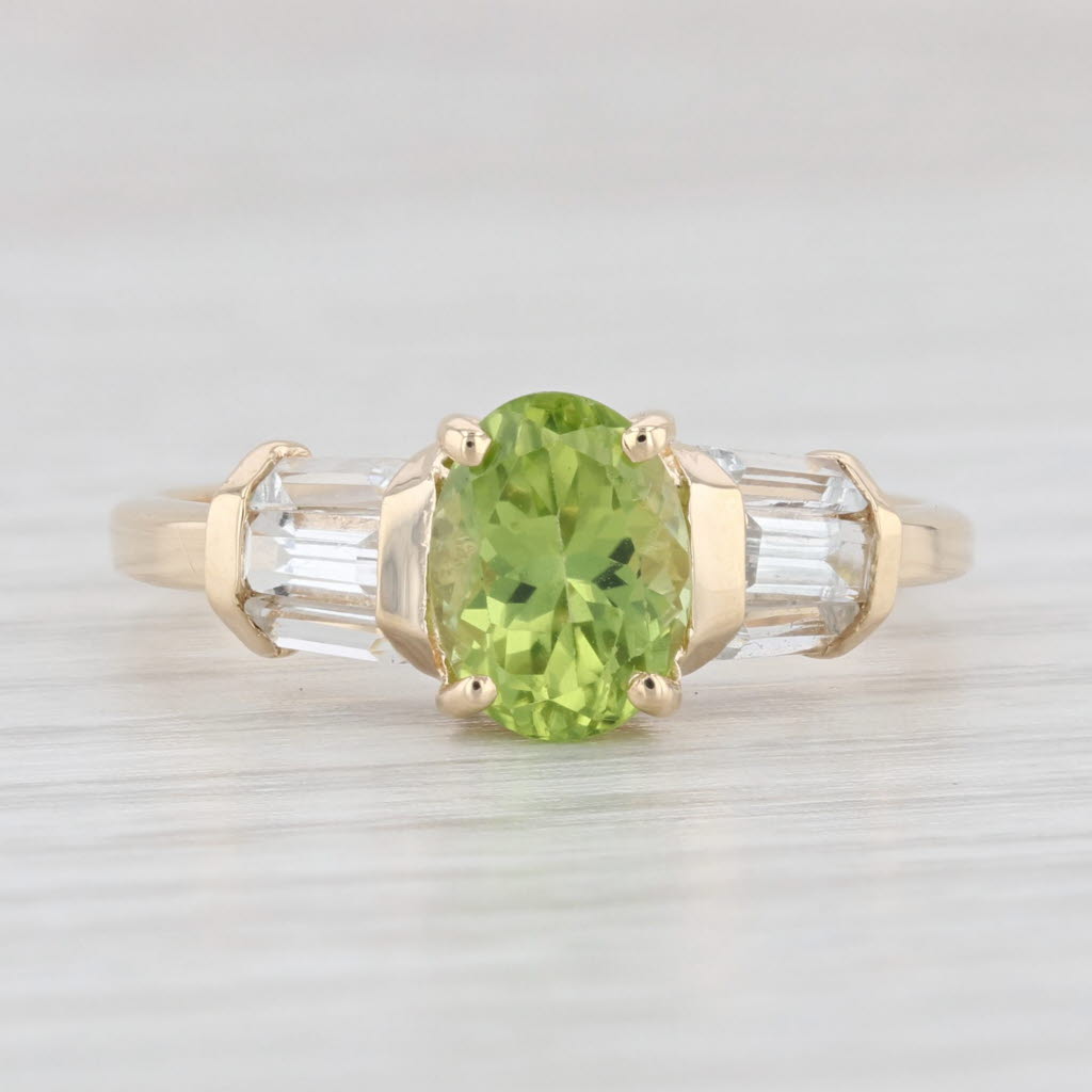 Light Gray 2.20ctw Oval Peridot Topaz Ring 14k Yellow Gold Size 8