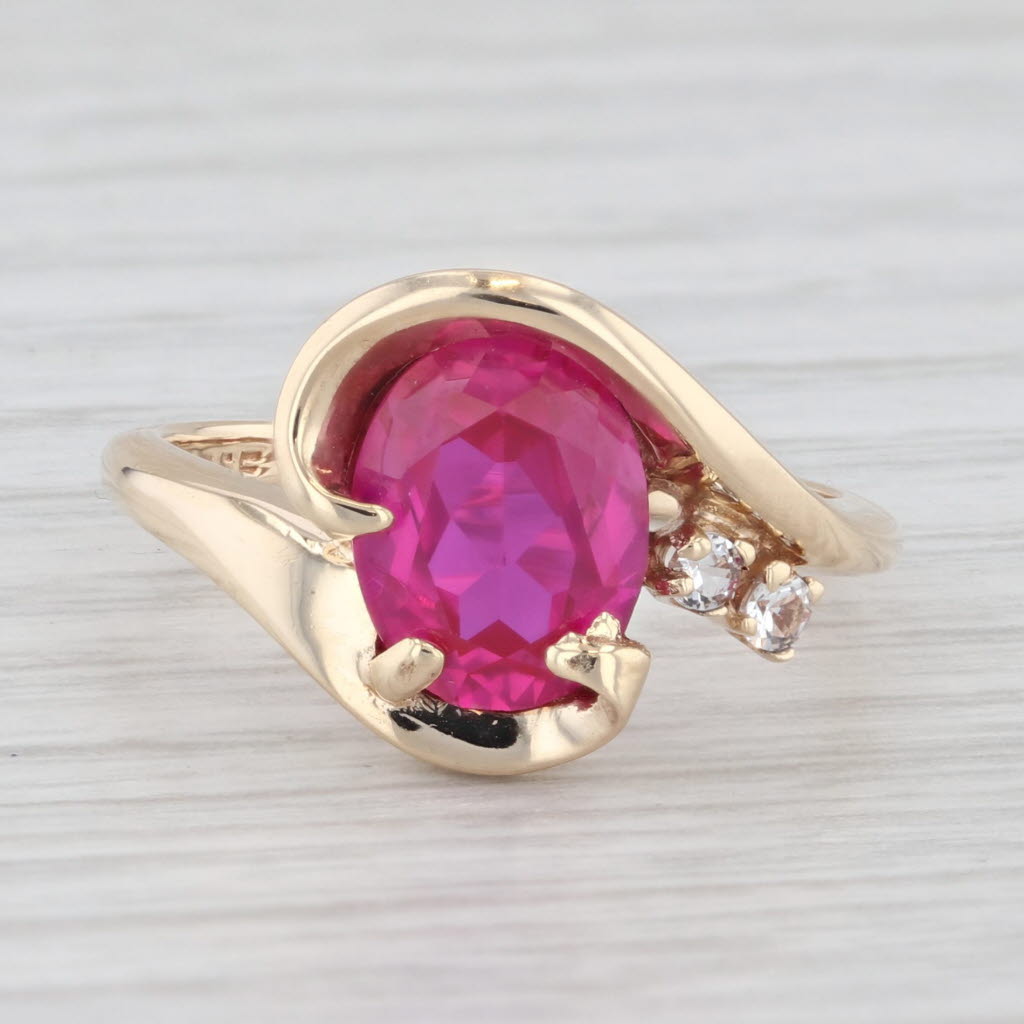 Light Gray 2.50ctw Lab Created Ruby Cubic Zirconia Ring 10k Yellow Gold Size 6.25 Bypass