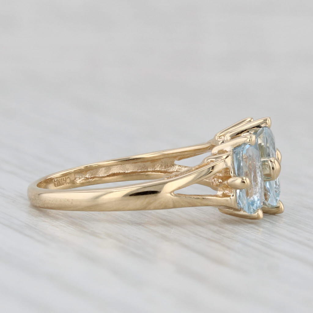 Light Gray 1.64ctw Aquamarine 3-Stone Ring 14k Yellow Gold Size 6