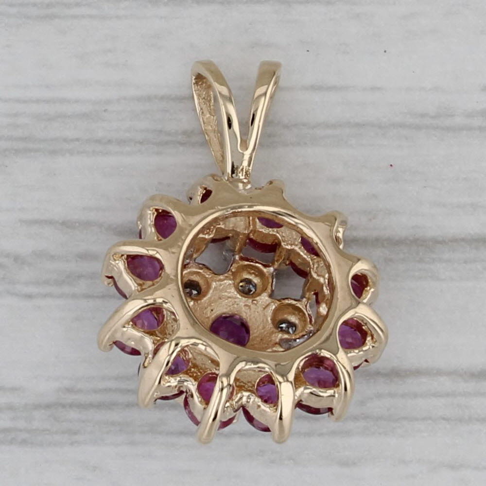 Gray 0.58ctw Ruby Diamond Pendant 14k Yellow Gold Small Drop