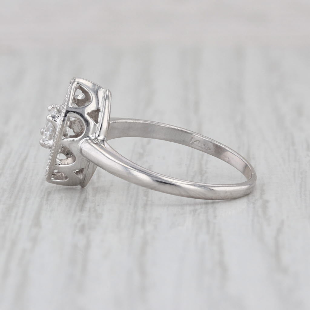 Vintage 0.33ctw Transitional Diamond Engagement Ring 14k White Gold Size 6.25