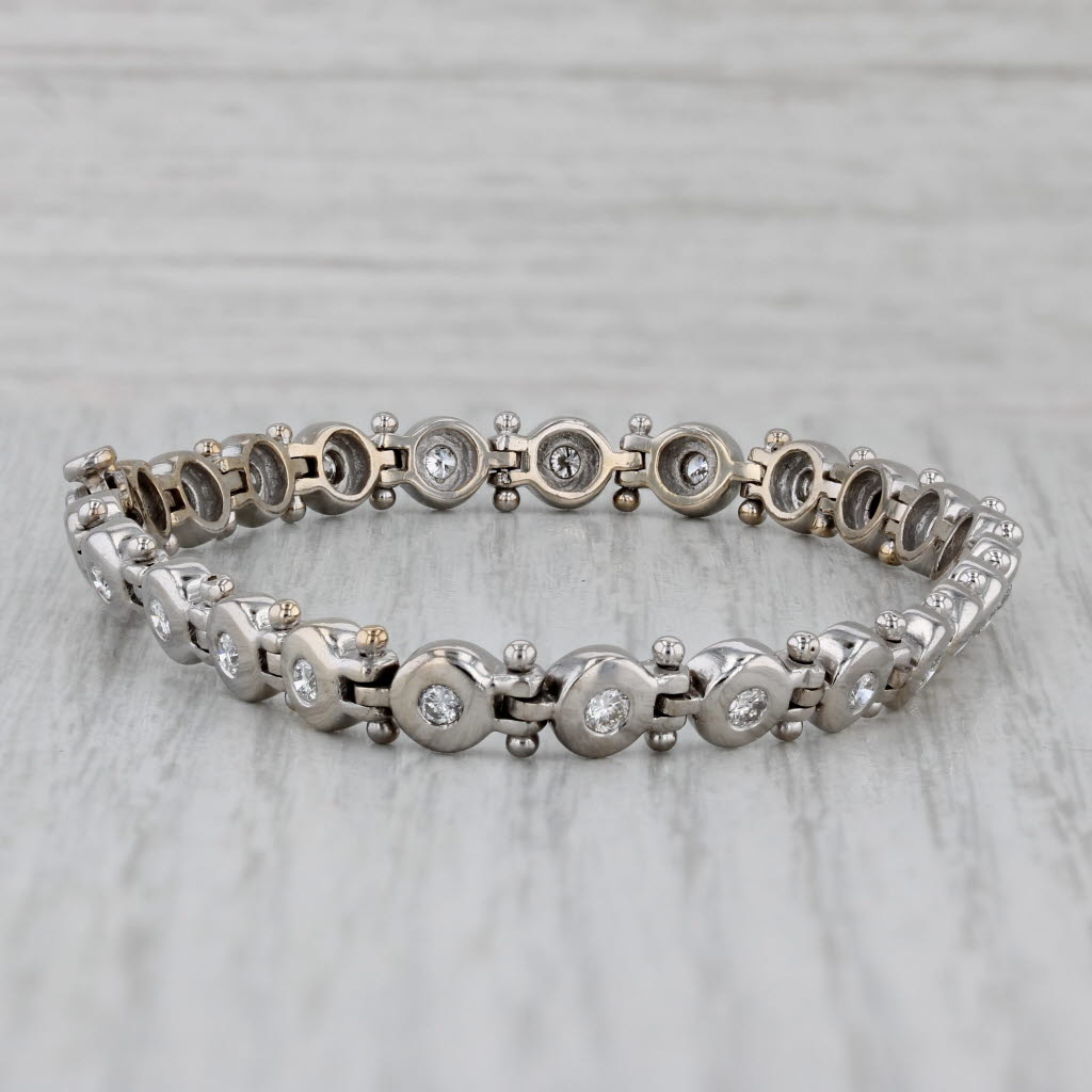 Gray 1ctw Diamond Tennis Bracelet 14k White Gold 7" 6mm