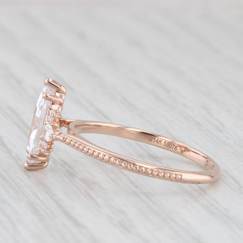 Light Gray Marquise Cubic Zirconia 14k Rose Gold Engagement Size 7