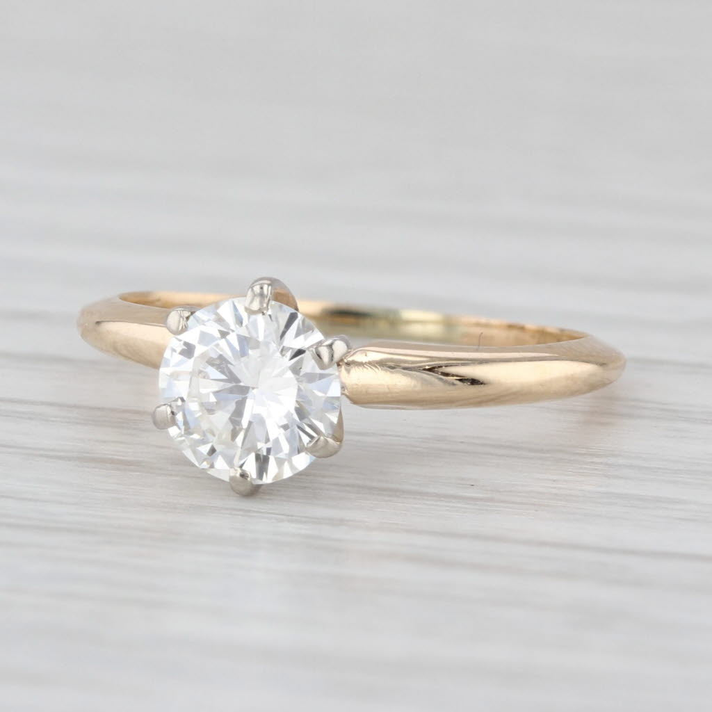 0.74ct Round Diamond Solitaire Engagement Ring 14k White Yellow Gold Size 4.75