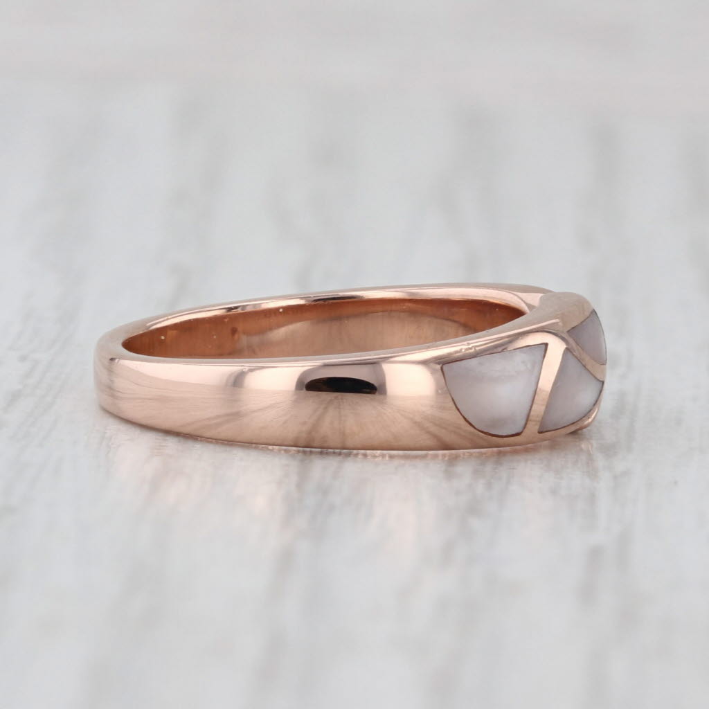Kabana Diamond Mother of Pearl Ring 14k Rose Gold Size 7 Stackable Band