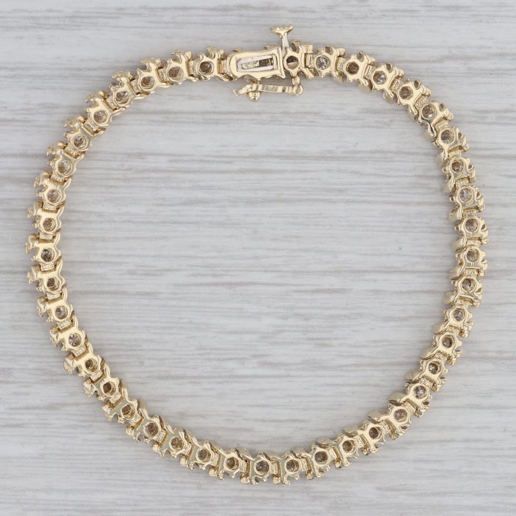 Gray 6.75" Diamond Tennis Bracelet 14k Yellow Gold 5.1mm Snap Clasp