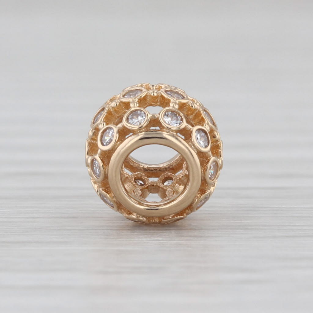 New Authentic Pandora Openwork Pave Flower Charm 750825CZ 14k Gold Bead
