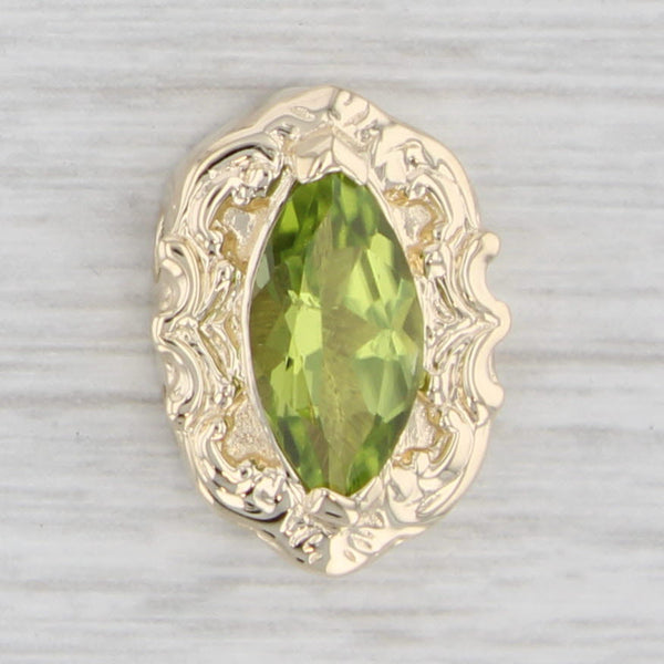 Light Gray 2ct Marquise Peridot Slide Charm 14k Yellow Gold Vintage DHS