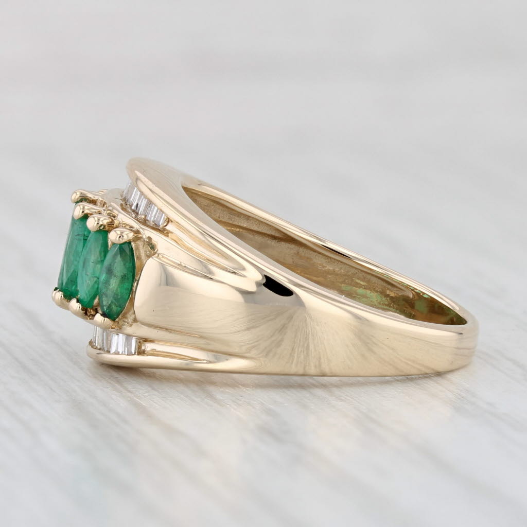 Light Gray 1.57ctw Emerald Diamond Ring 14k Yellow Gold Size 7.25 Cocktail