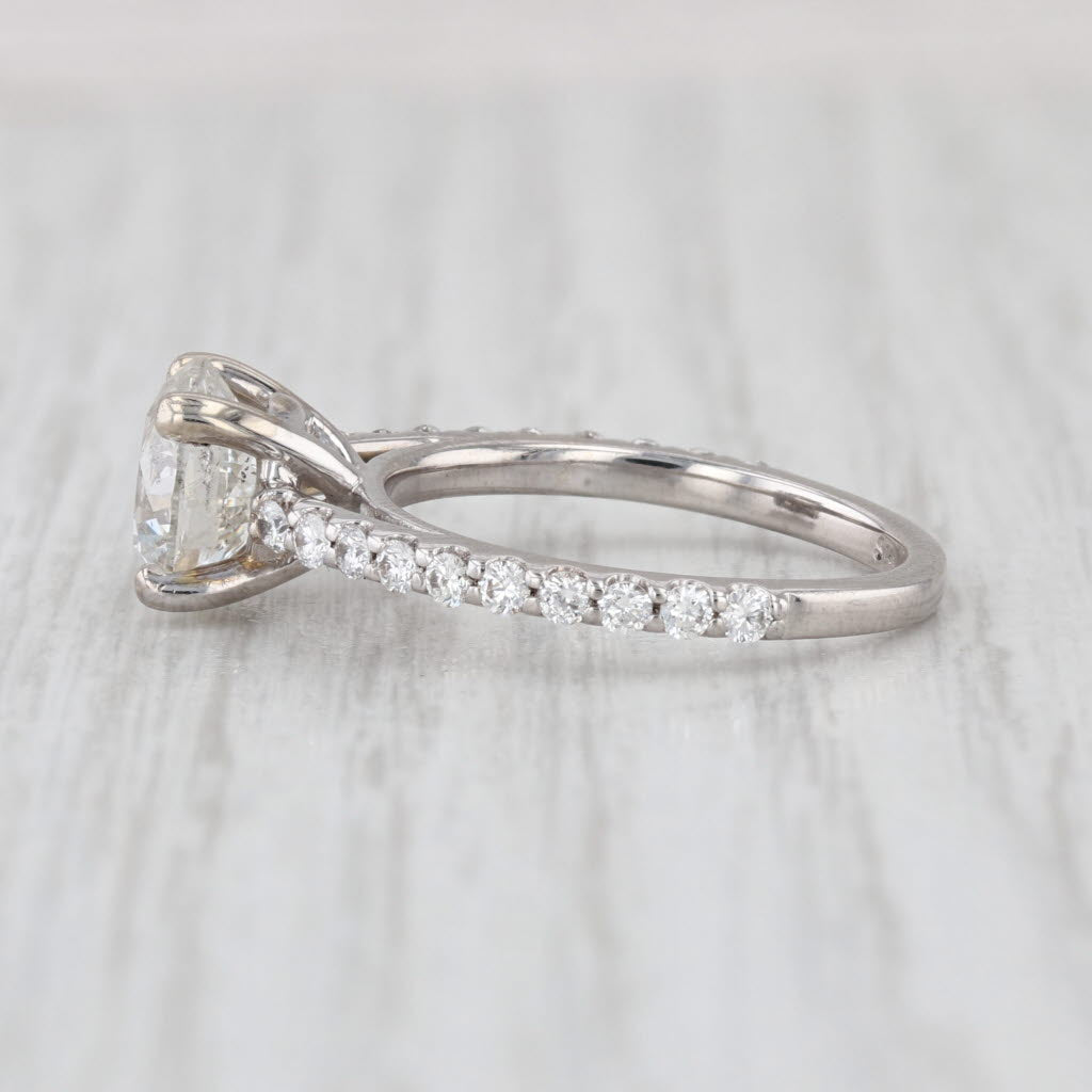2.50ctw Round Diamond Engagement Ring 14k White Gold Size 6.5 Cathedral Band