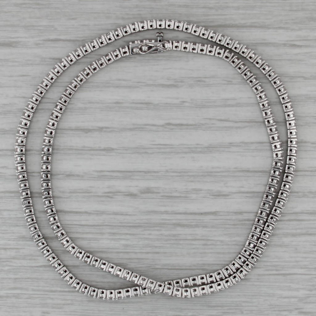 New 7.32ctw Lab Grown Diamond Tennis Necklace 17" 14k White Gold 2.5mm VS1-VS2
