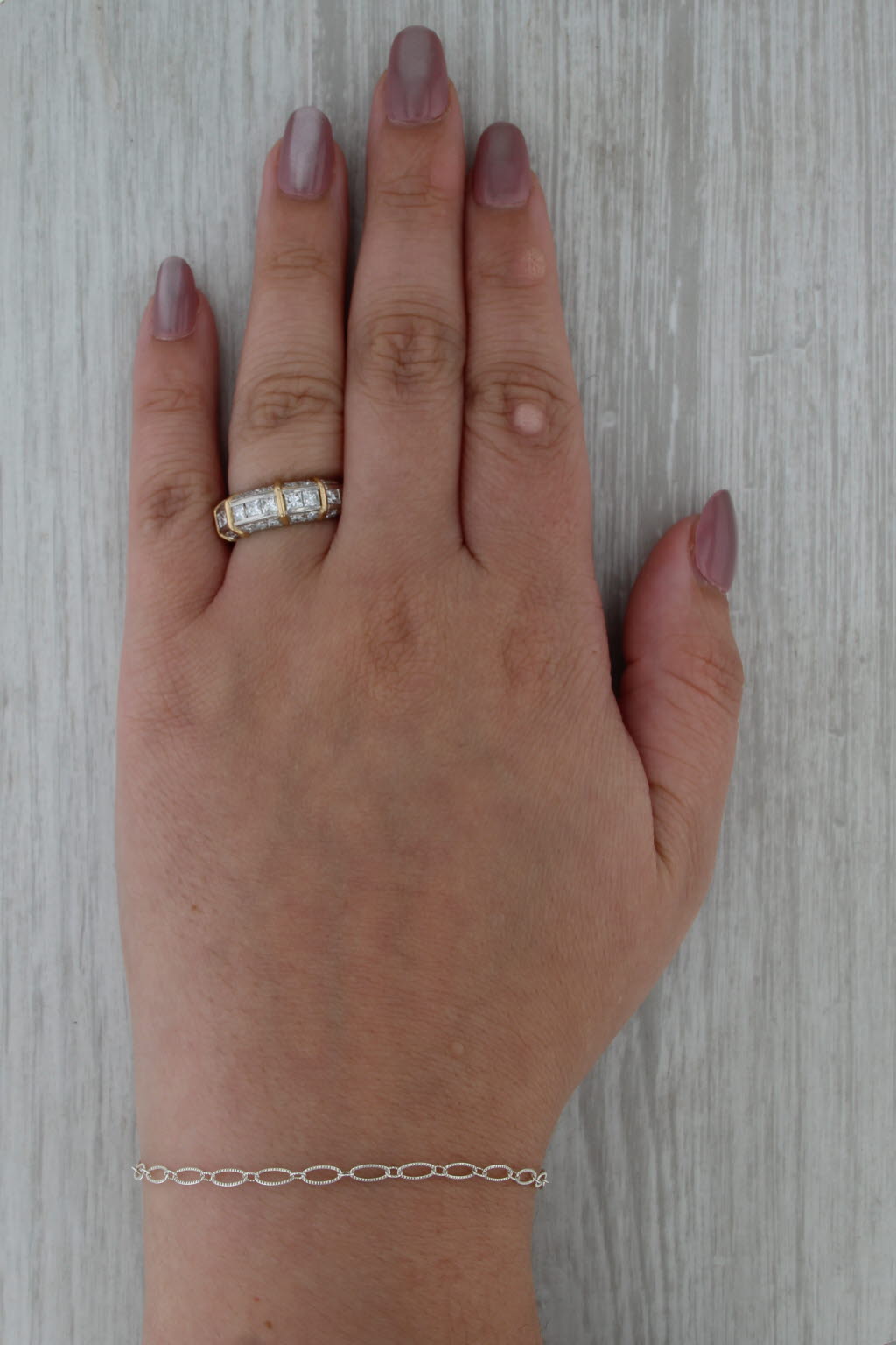 1.36ctw Diamond Wedding Anniversary Band Platinum 18k Gold Size 7 Ring Stackable