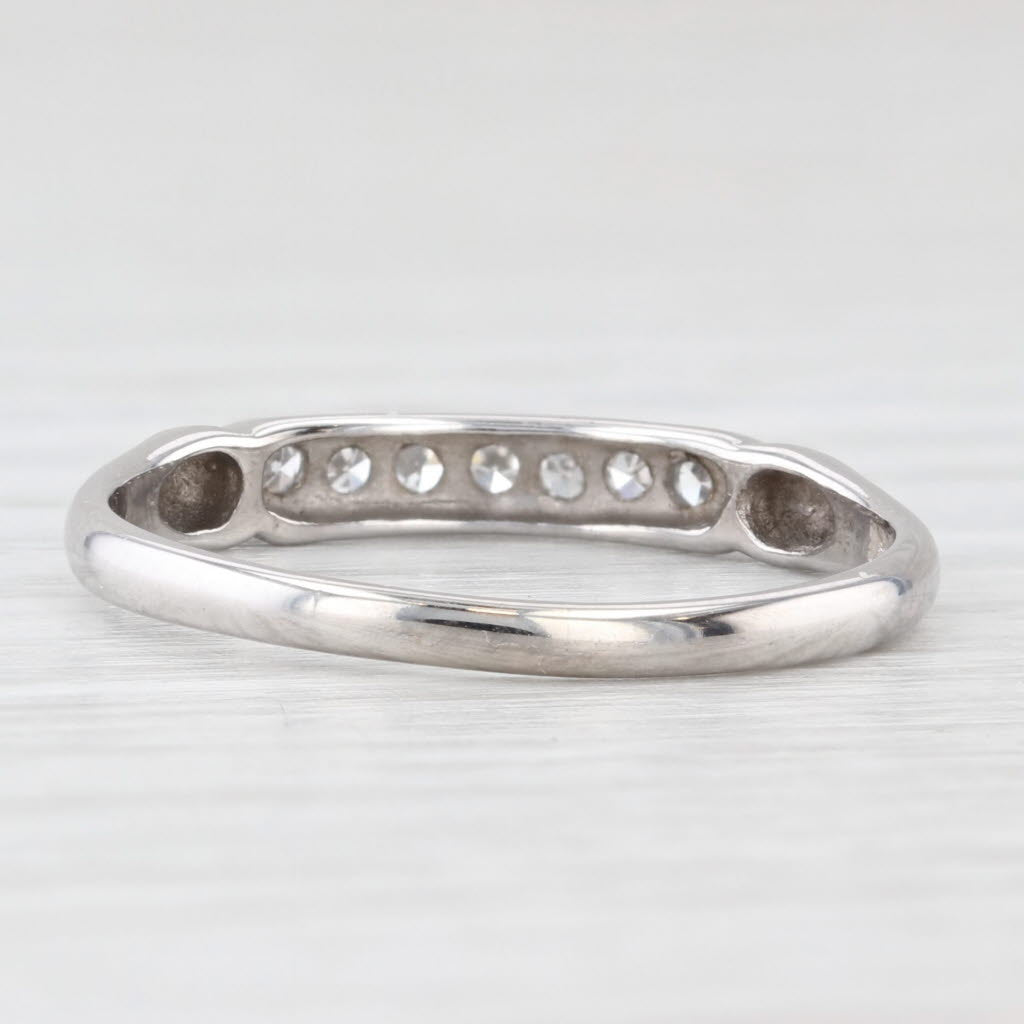 Light Gray Vintage 0.15ctw Diamond Wedding Band 14k White Gold Stackable Size 8.5 Ring