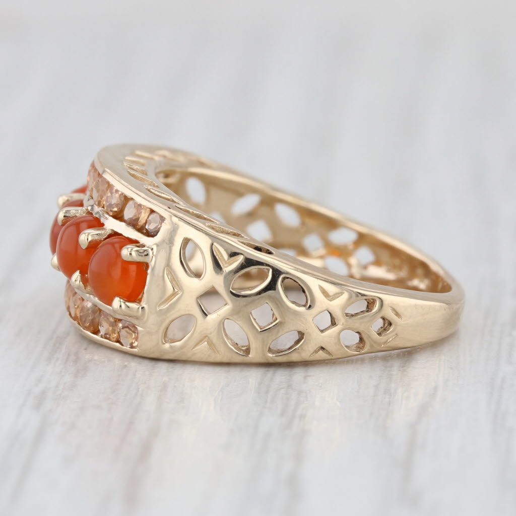 Orange Carnelian 5-Stone Ring 14k Yellow Gold Size 7