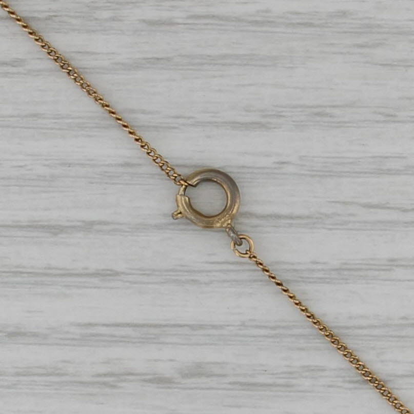Antique Faux Pearl Slide Charm Gold Filled Curb Chain Necklace 19.75"