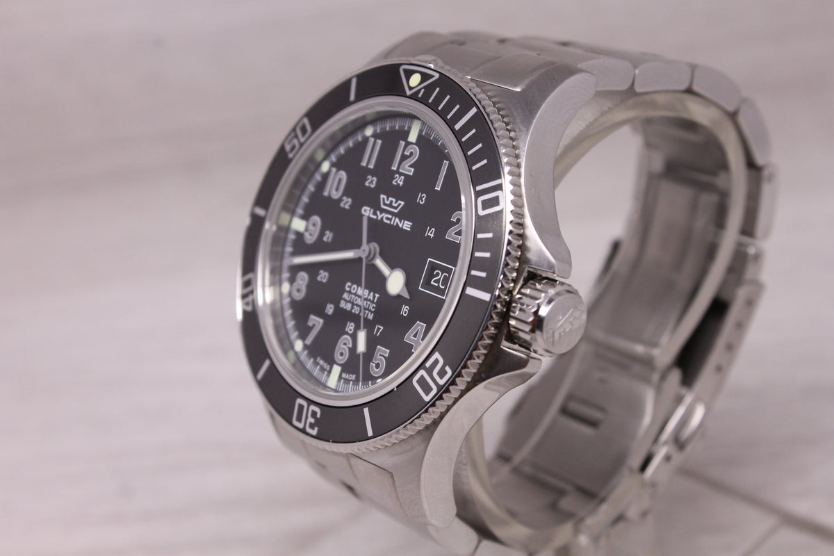 Glycine Combat 42mm Mens Automatic Swiss Watch Date Stainless Steel GL0076