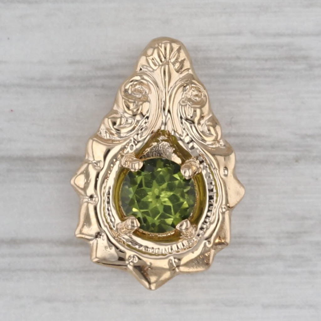 Gray Old Victorian 0.50ct Peridot Slide Bracelet Charm 14k Yellow Gold Vintage