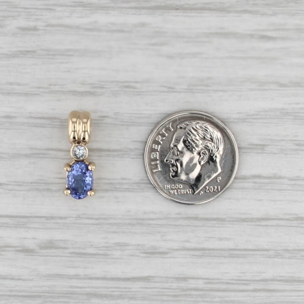 0.85ctw Tanzanite Diamond Pendant 14k Yellow Gold Small Drop