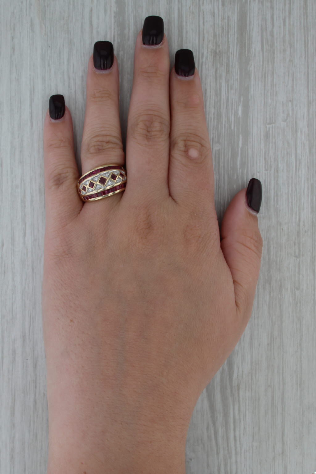 2.78ctw Ruby Diamond Domed Ring 18k Yellow Gold Size 8
