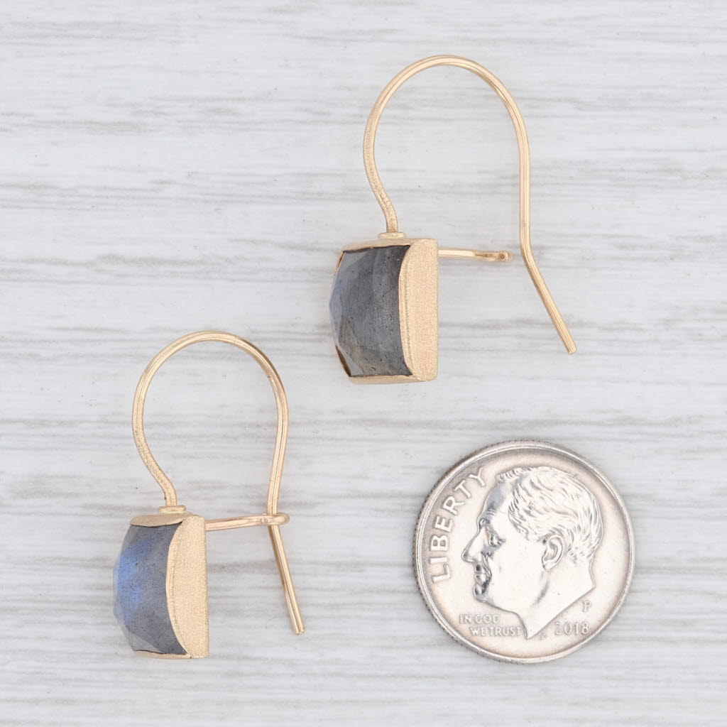 New Nina Wynn Labradorite Drop Earrings 14k Gold Hook Posts Pierced