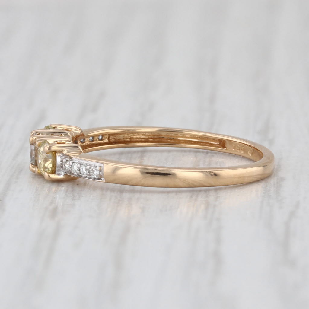 0.55ctw Round Yellow White Diamond 3-Stone Ring 18k Yellow Gold Size 7.25 Cert