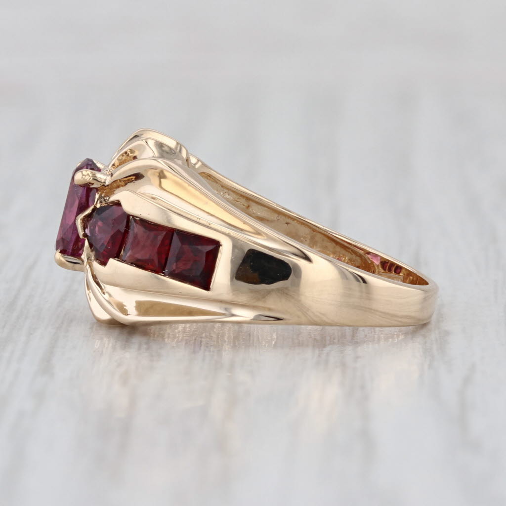 2.40ctw Oval Garnet X Ring 14k Yellow Gold Size 6.25