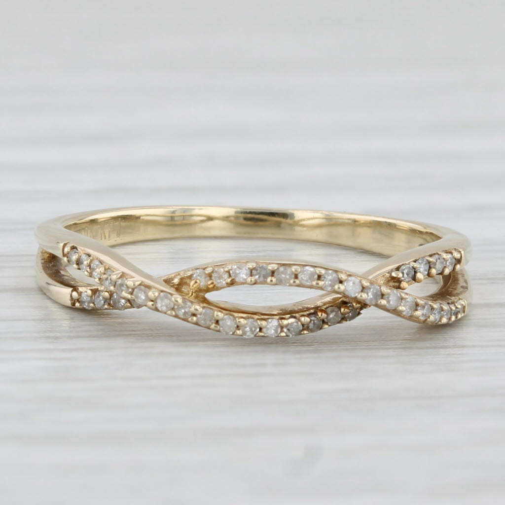 Light Gray 0.12ctw Woven Diamond Ring 10k Yellow Gold Size 7 Stackable