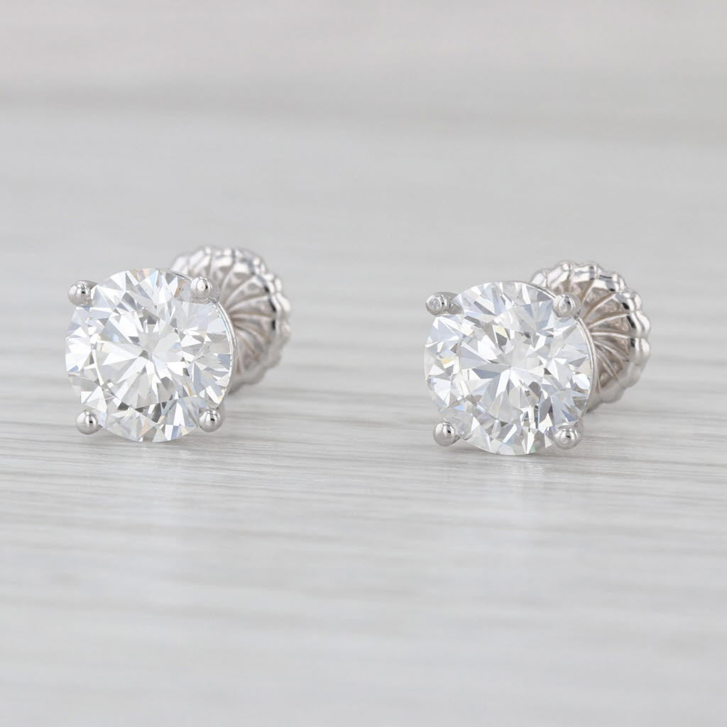 4.51ctw IGI Lab Grown Diamond Stud Earrings VS1 E 14k White Gold Studs