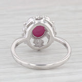 Lab Created Star Ruby Ring 10K White Gold Size 5.75 Oval Cabochon Solitaire