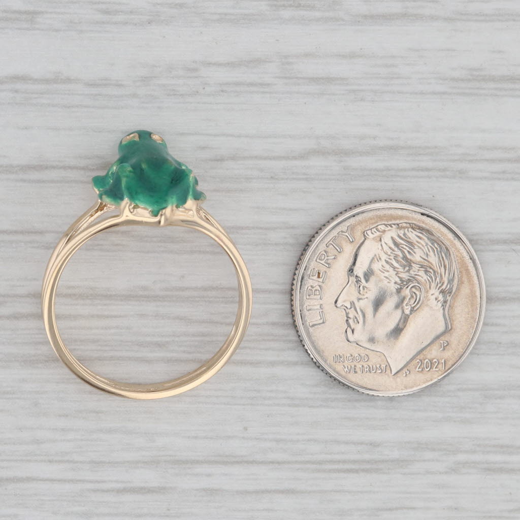 Gray Richard Klein Green Frog Ring 10k Yellow Gold Size 6 Vintage