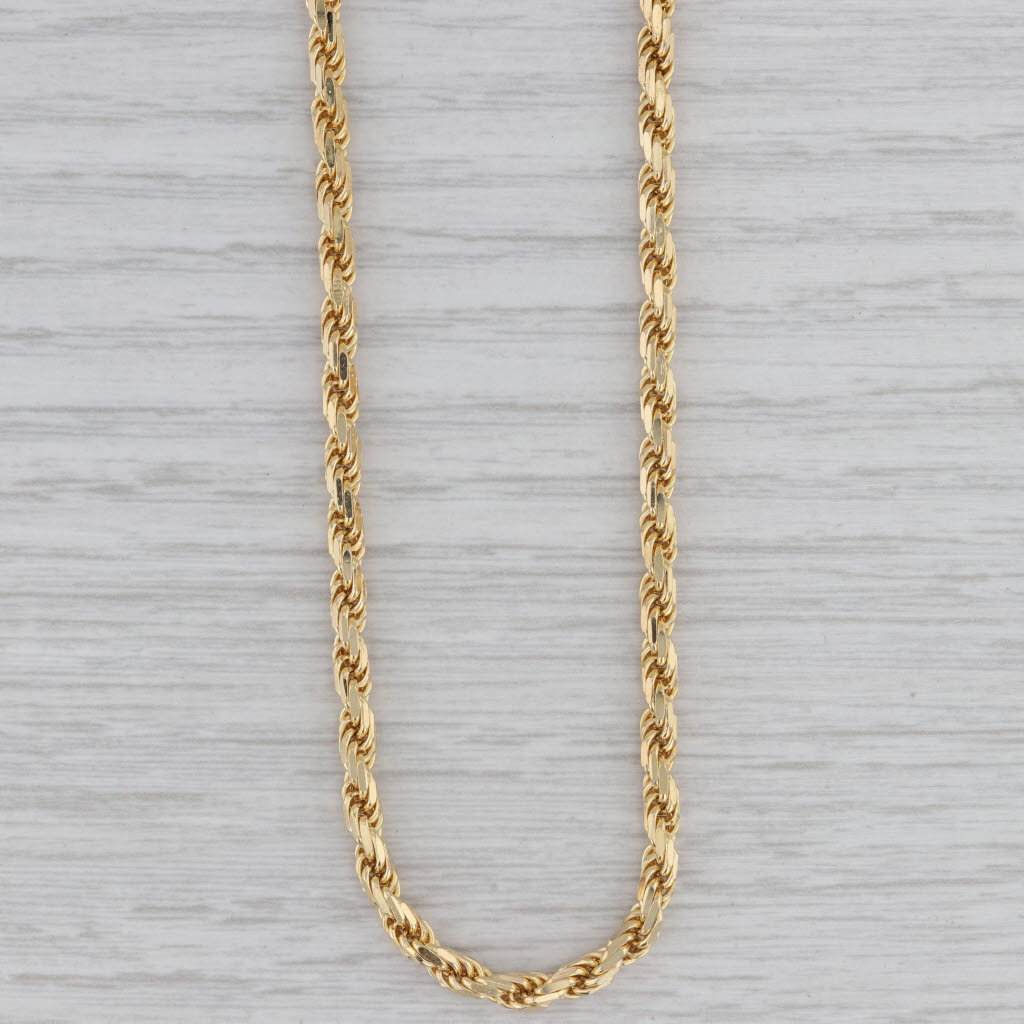 Gray Large Long Rope Chain Necklace 18k Yellow Gold 23.75" 3mm 28.5g Italy