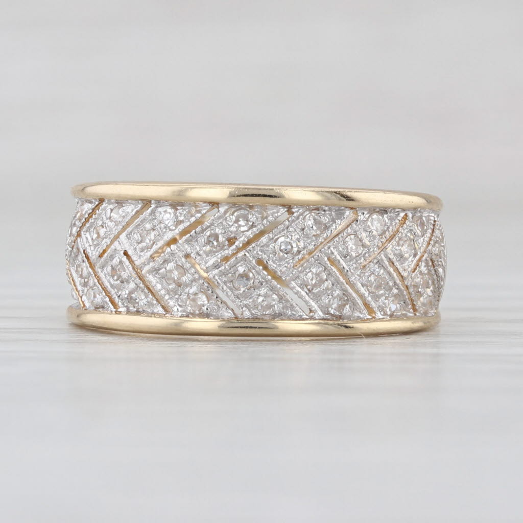 0.15ctw Diamond Herringbone Pattern Ring 14k Yellow Gold Size 6-6.25