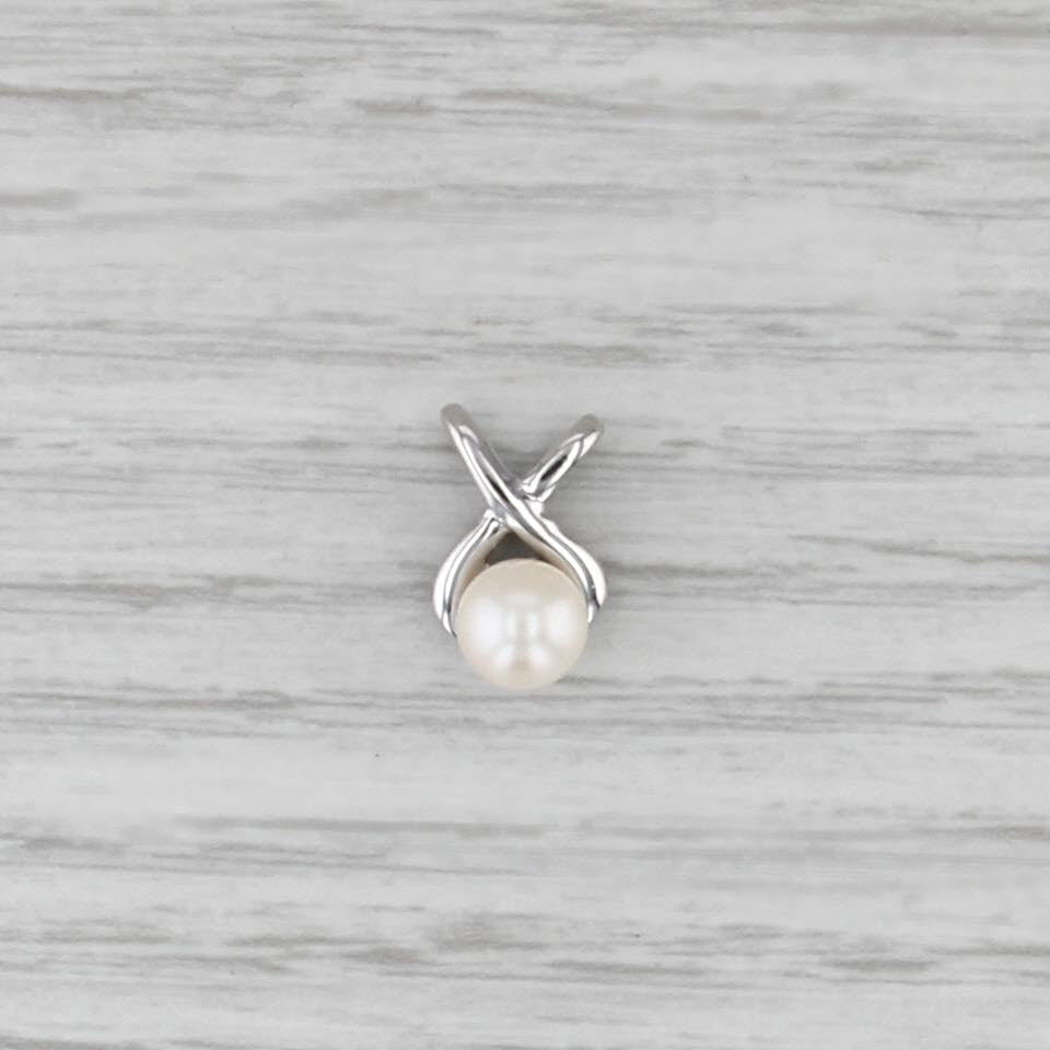 Cultured Pearl X Pendant 10k White Gold Small Drop