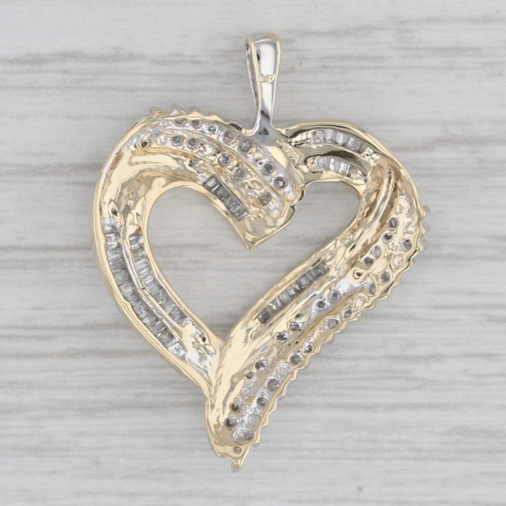 Gray 0.19ctw Diamond Open Heart Pendant 10k Yellow Gold