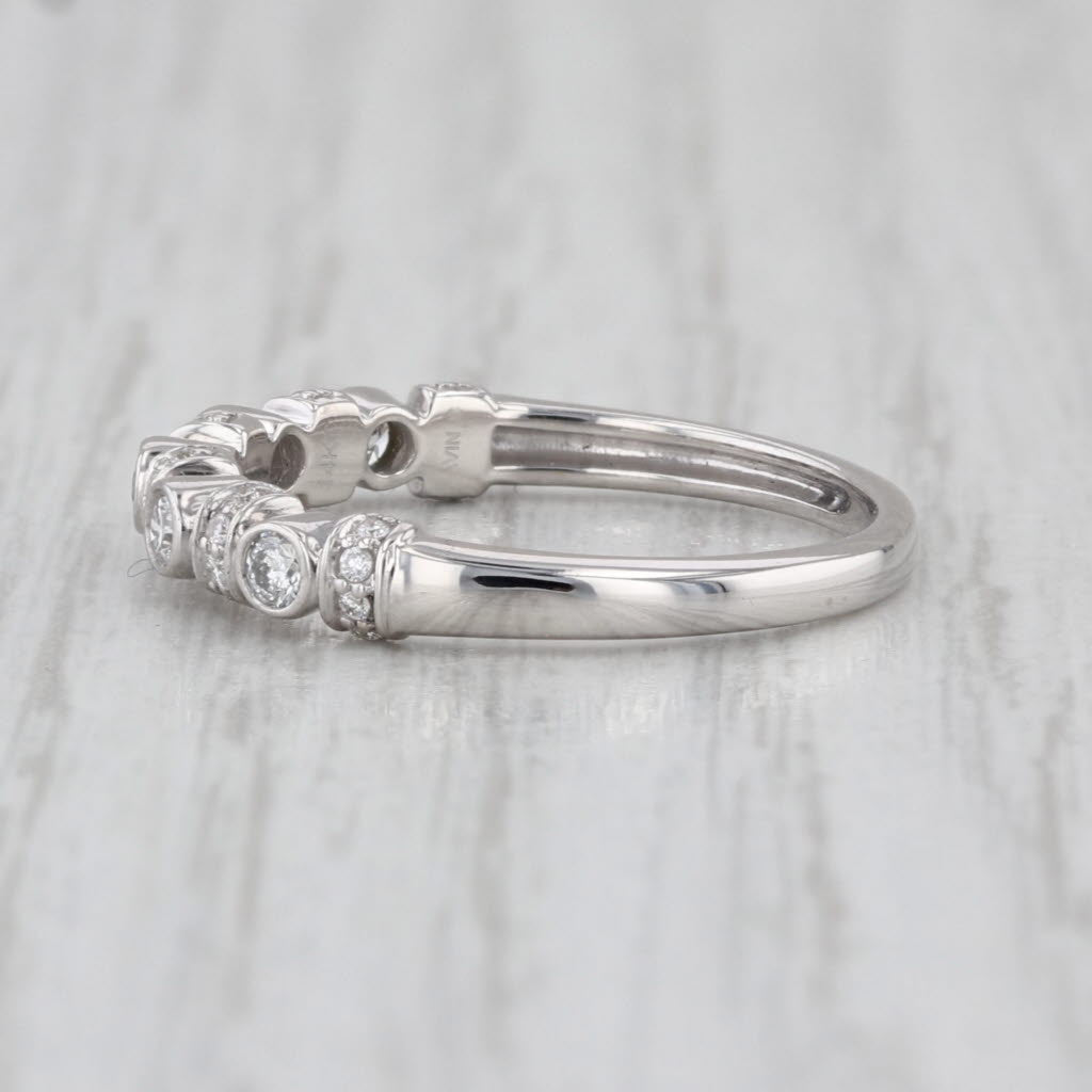 0.33ctw Diamond Wedding Band 14k White Gold Size 6.5 Stackable Anniversary Ring