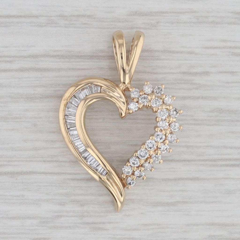 Gray 0.30ctw Diamond Open Heart Pendant 14k Yellow Gold