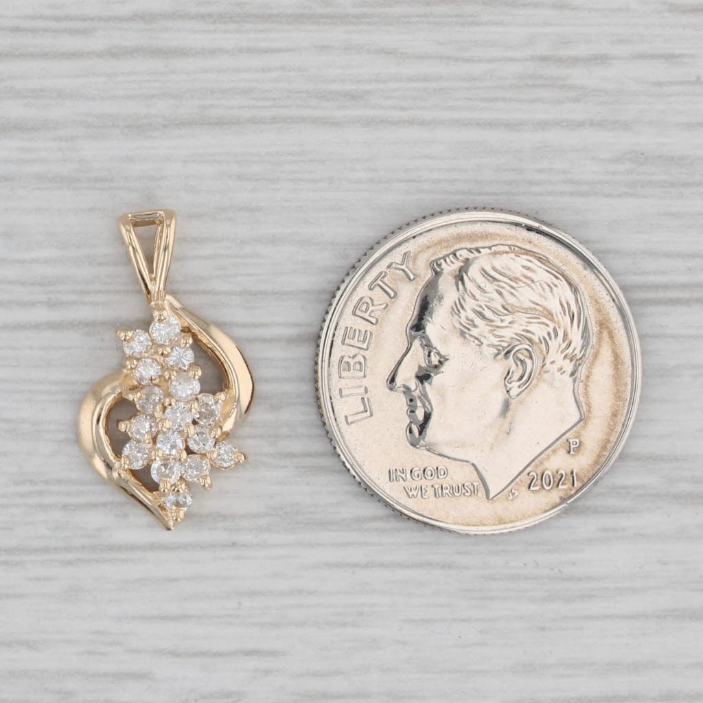 Gray 0.20ctw Diamond Cluster Pendant 14k Yellow Gold Small Drop